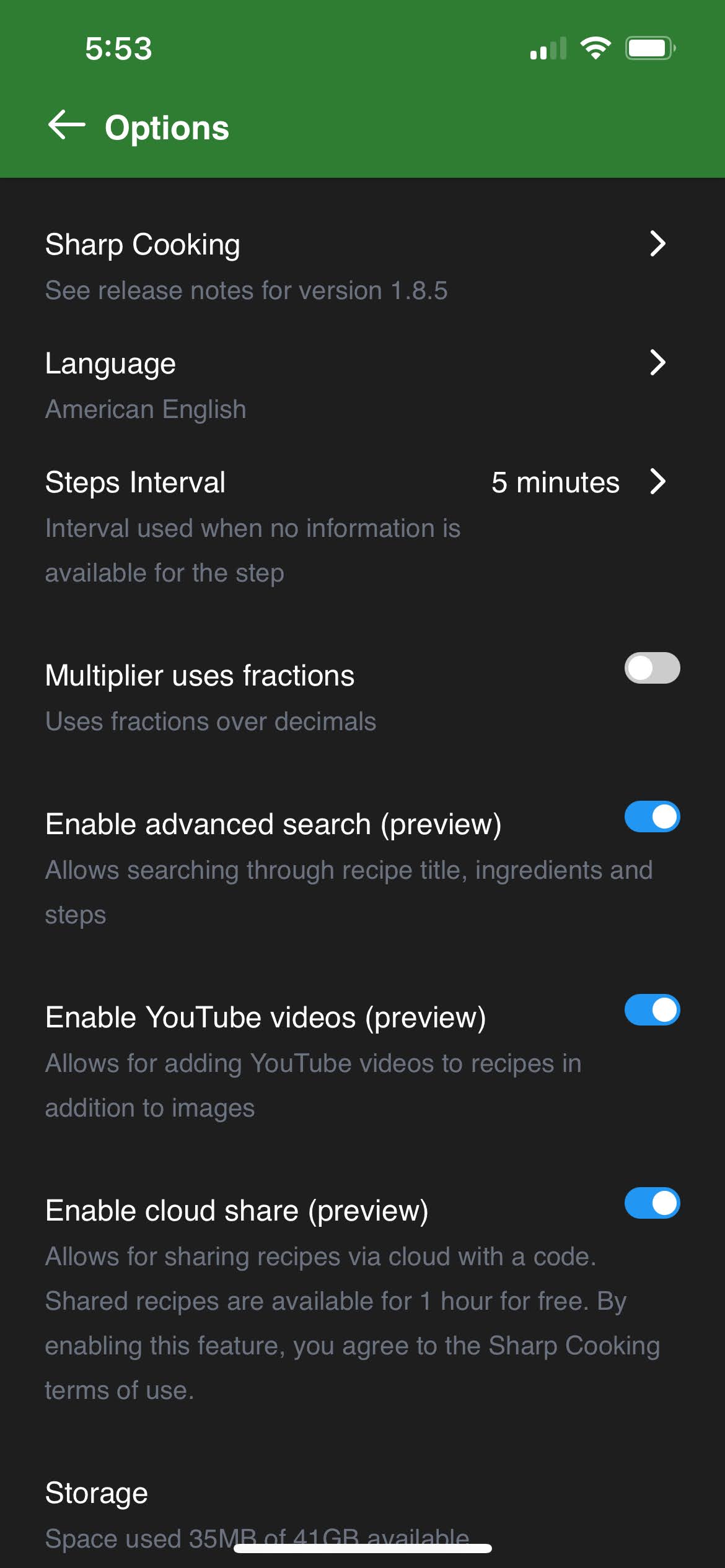 iOS options