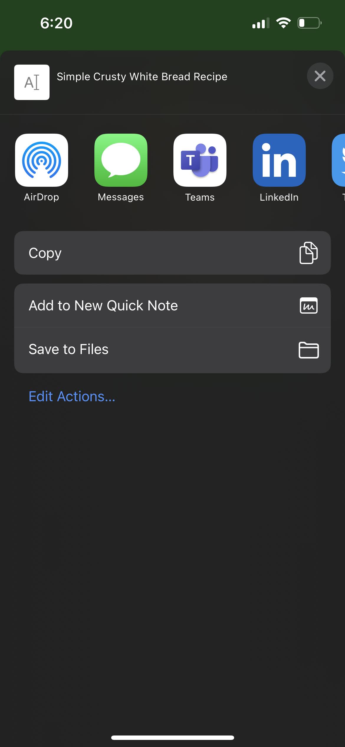iOS share as text